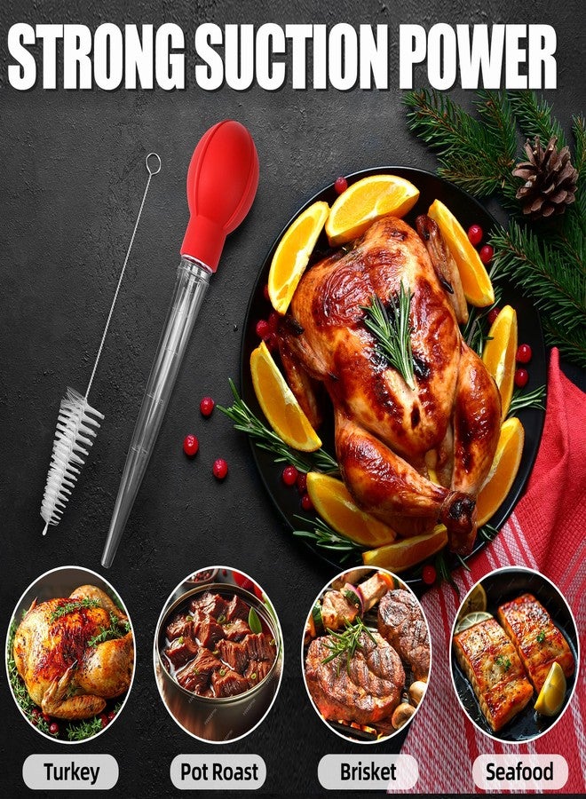 OLESBUR Premium Turkey Basters for Cooking - Baster Syringe for Hot Liquids - Meat and Food Injector - Essential Thanksgiving Cooking Tool - Turkey Baster Large with Cleaning Brush (Red) - Image 4